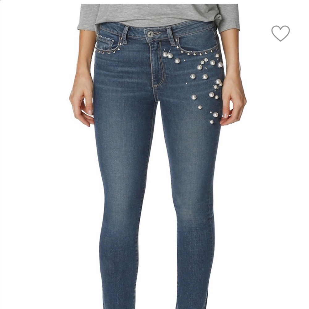 PAIGE JACQUELINE Straight Pearl accent Jeans 27